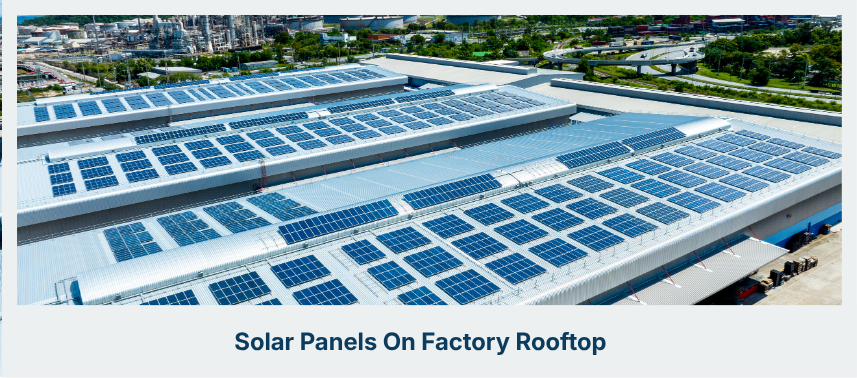 Solar Panels On Factory Rooftop
